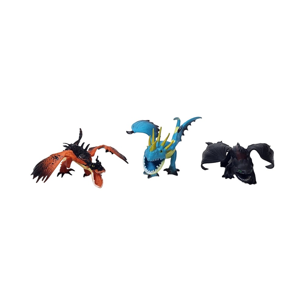 How To Train Your Dragon Mini Figure Lot Toothless Stormfly Hookfang 3pc Set